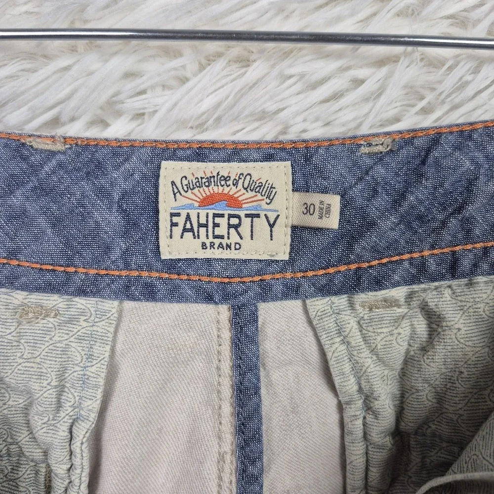 Faherty Tradewinds Shorts Mens 30 Beige Linen Blend Chino Drawstring Resort 7
